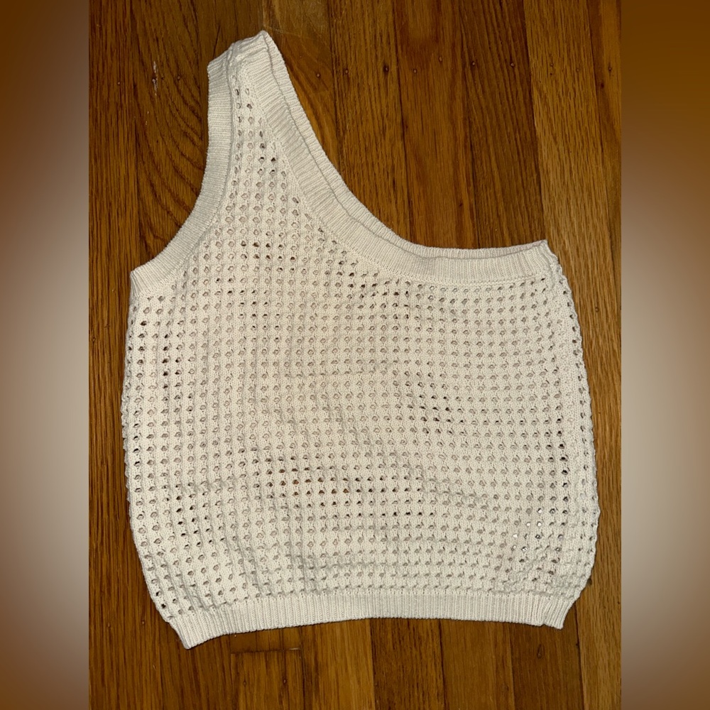 Na-kd one shoulder cream knit top
